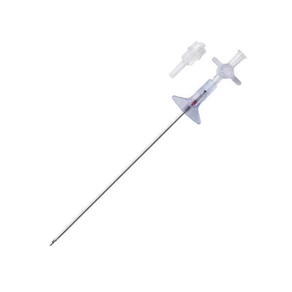 Aguja introductora con válvula hemostática transparente para procedimientos médicos