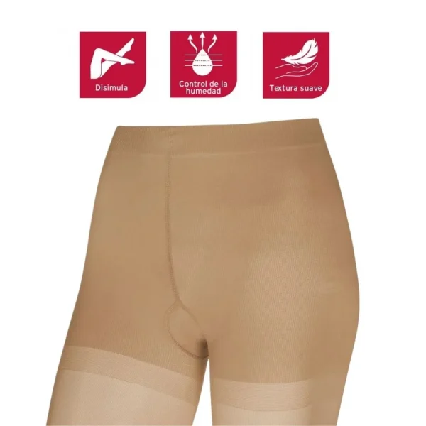 Medias de compresión JOBST Opaque 20-30 mmHg en color beige, con control de humedad, textura suave y efecto disimulado