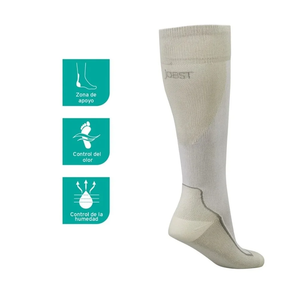 Medias de compresión JOBST Sport 20-30 mmHg en color gris, con zona de apoyo, control de humedad y control de olores.