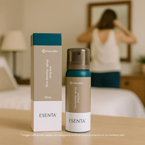 Spray protector cutáneo Esenta de ConvaTec 50 mL, formulado para proteger la piel sin causar ardor.