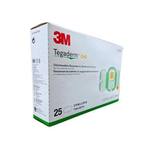 Apósito Tegaderm CHG 7x8.5 cm con clorhexidina – Caja con 25 unidades